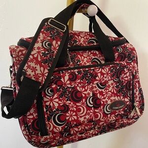 CONCORD Original MAESTRO Floral Red White & Black Weekender Travel Bag VINTAGE
